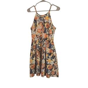 Soprano Womens Med  Floral Print Dress Fit and Flare A-Line Colorful Sleeveless